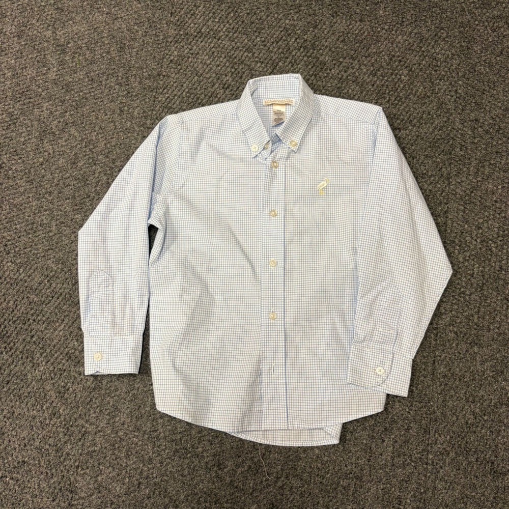 The Beaufort Bonnet Company Boys Blue White Gingham Button Down Shirt Size 5